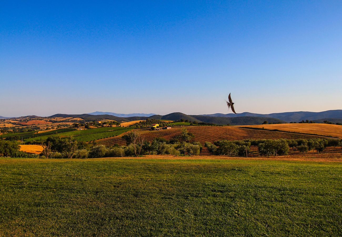La Centurina en Toscane - vue panoramique de la terrasse.