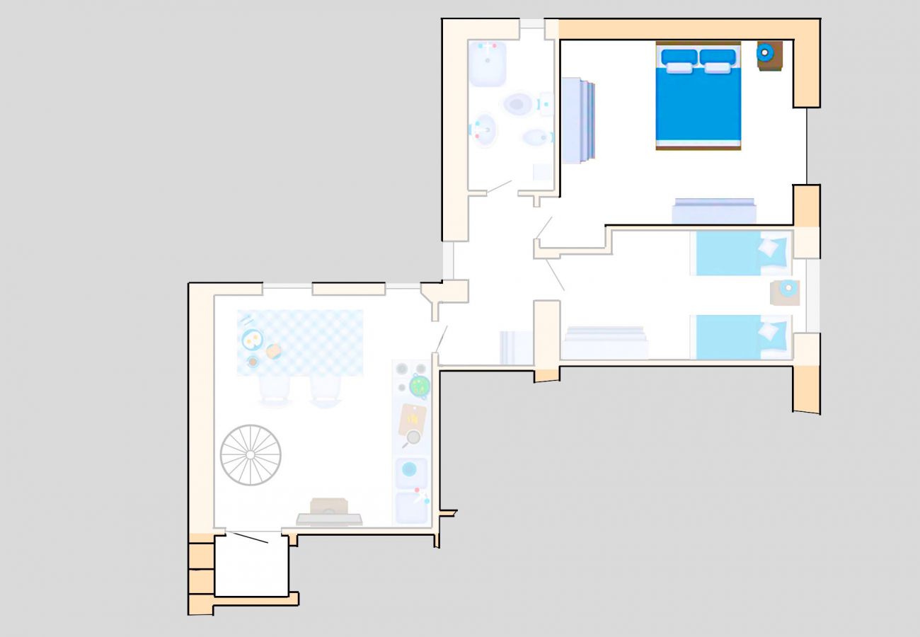 Appartement Lavanda - Plan d'étage - La chambre principale